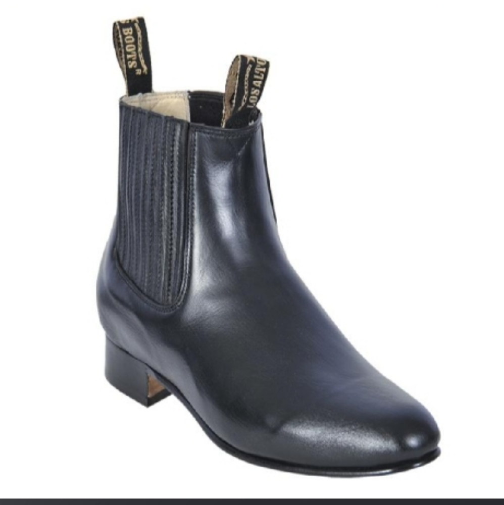 La Barca Botin Charro Black Leather Ankle Boots